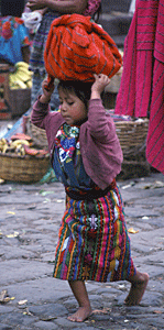 little girl carries bundle